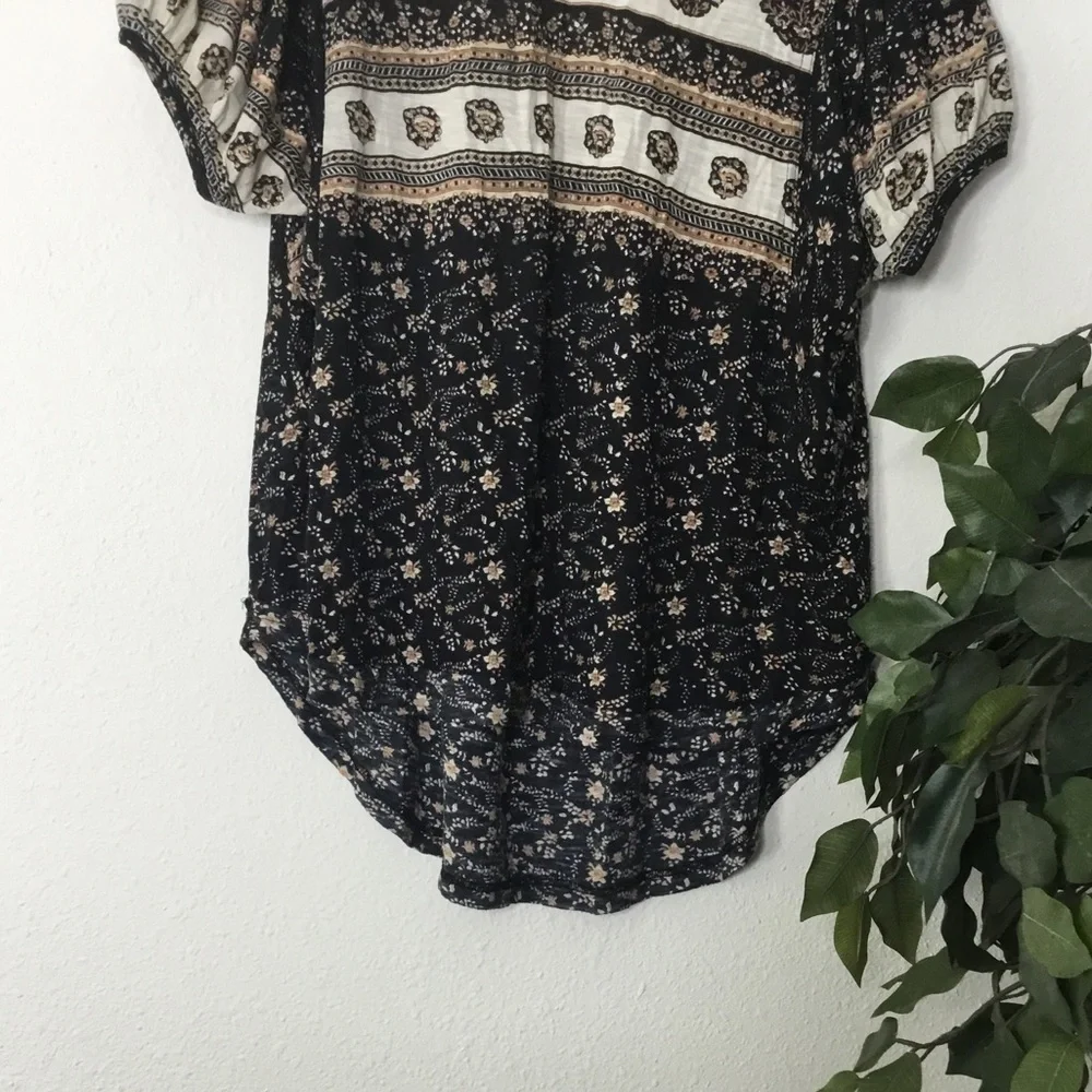 Free People Paisley High Low Cut Top